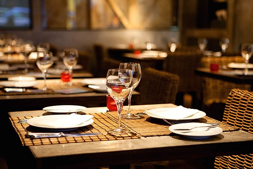 The dining area of a Maine restaurant.
